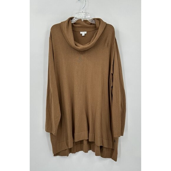 NEW J JILL cowl neck sweater tunic knit long sleeve soft cozy brown plus 4X - Picture 1 of 7